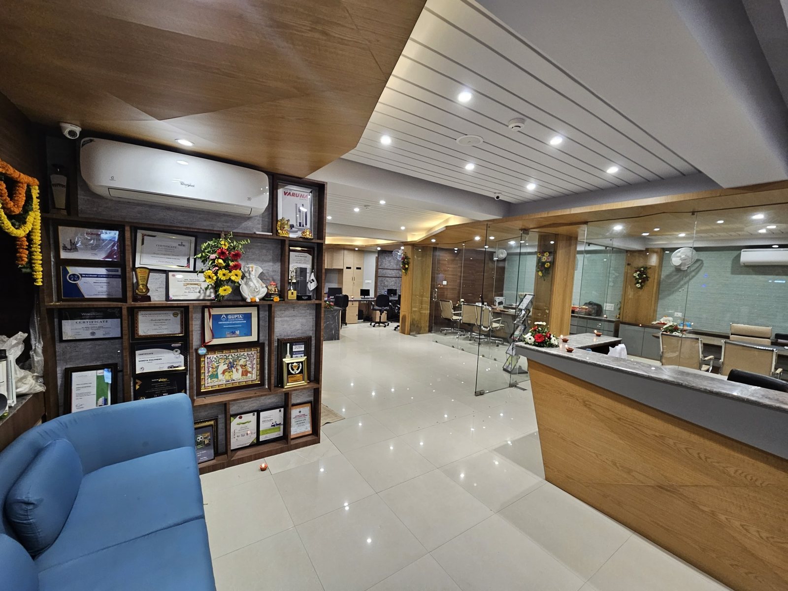 Awards and reception area at Shreya Polymers
